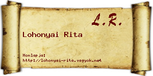 Lohonyai Rita névjegykártya